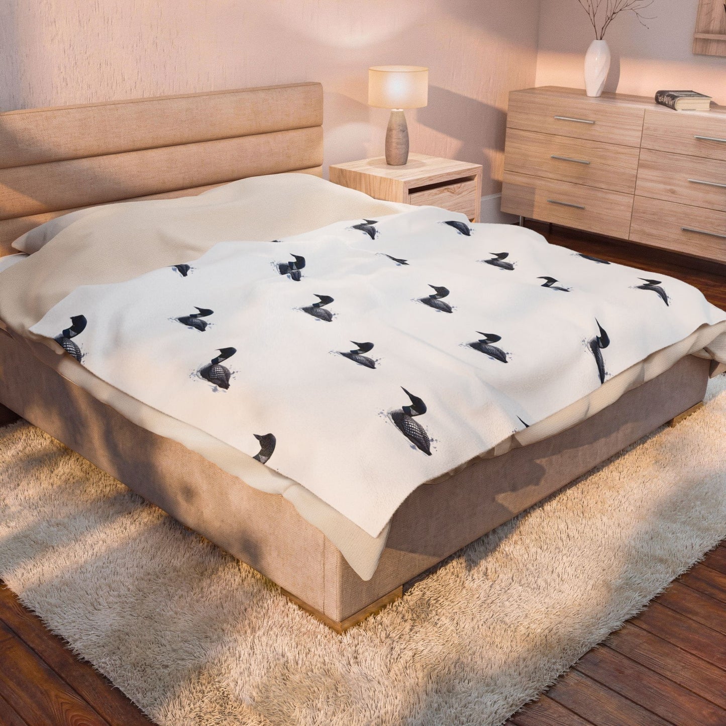 Cottage inspired Loon Plush Blanket