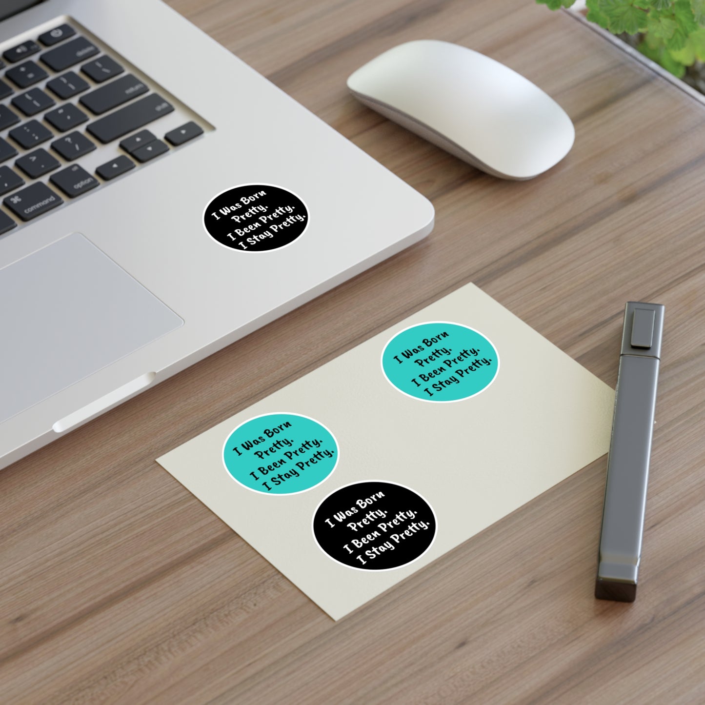 'I Was Born Pretty' Round Sticker Sheet (4-Pack)