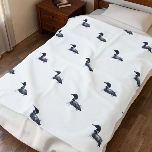 Cottage inspired Loon Plush Blanket