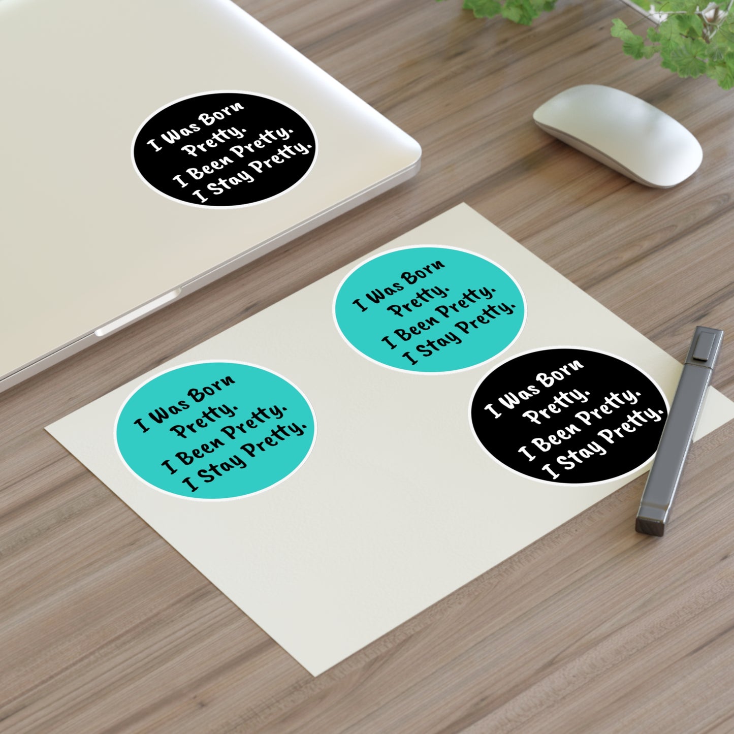 'I Was Born Pretty' Round Sticker Sheet (4-Pack)